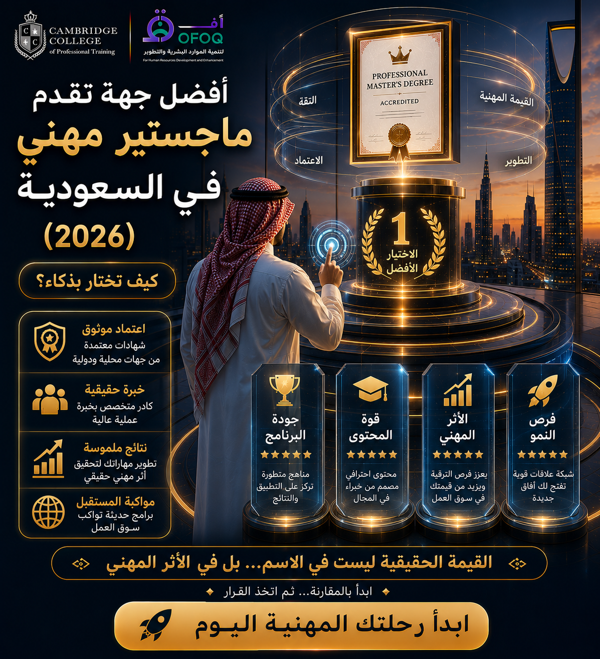 أفضل جهة تقدم ماجستير مهني في السعودية (2026)