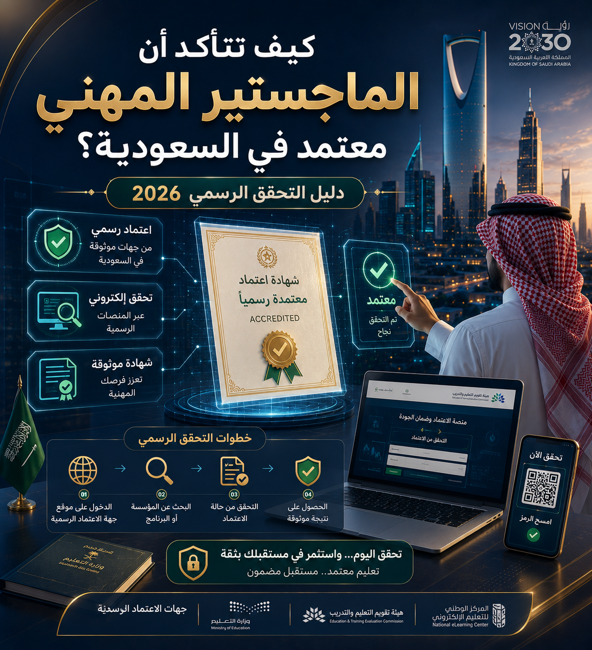 كيف تتأكد أن الماجستير المهني معتمد في السعودية؟ دليل التحقق الرسمي 2026