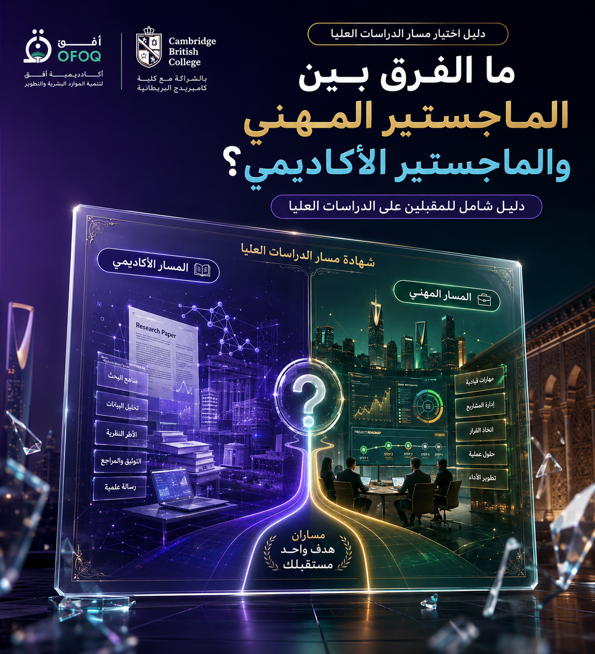 ما الفرق بين الماجستير المهني والماجستير الأكاديمي؟ دليل شامل للمقبلين على الدراسات العليا