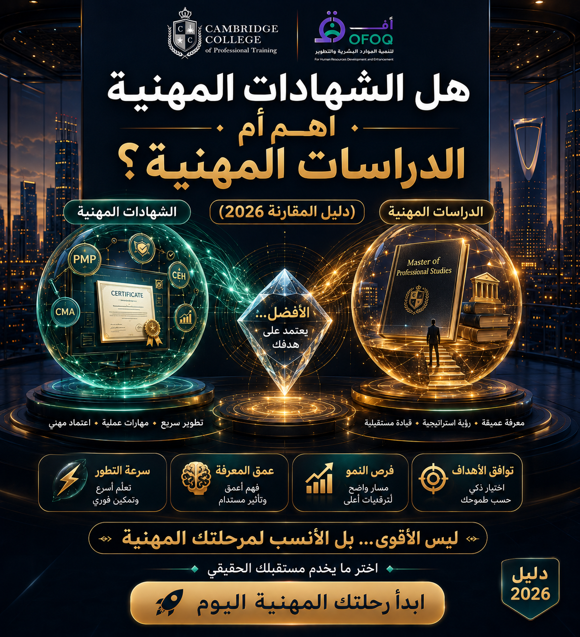 هل الشهادات المهنية أهم أم الدراسات المهنية؟ (دليل المقارنة 2026)